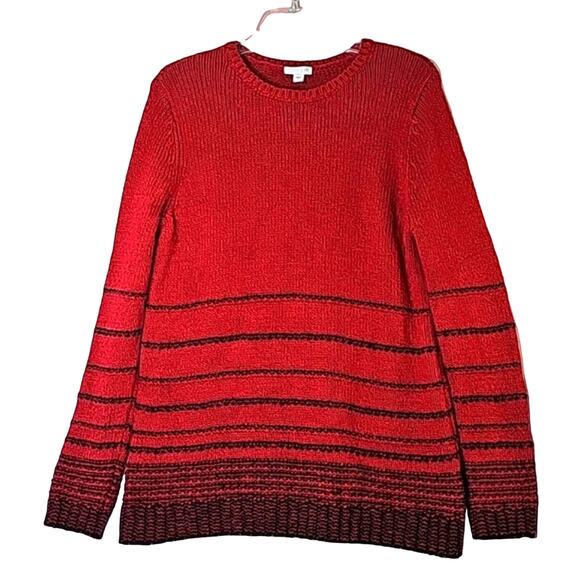 J. Jill Women Sz S Red and Black Wool Blend Crew Neck Grunge Sweater Resort Wear - Picture 2 of 11